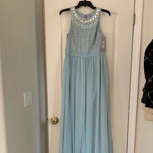 Ja collections light blue jewel maxi chiffon dress